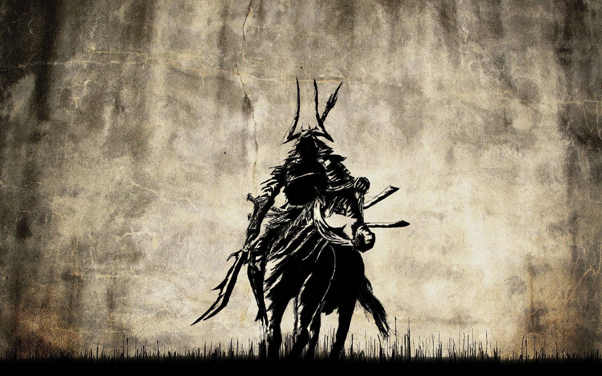 Downloaden Japanischer Samurai Auf Dem Pferderücken Wallpaper