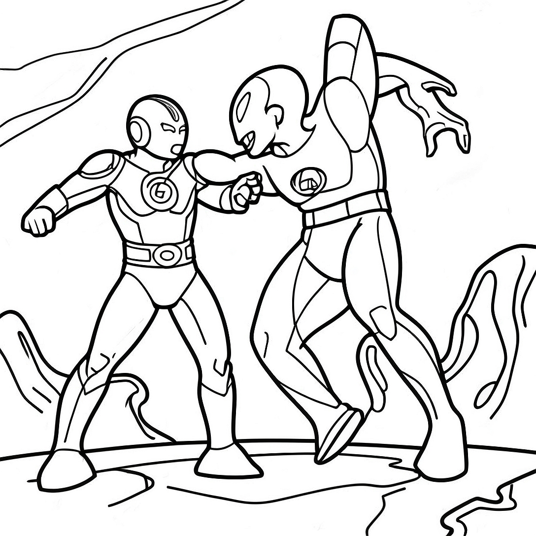 Ultraman Fighting Alien Monster Coloring Page | Ultraman coloring page