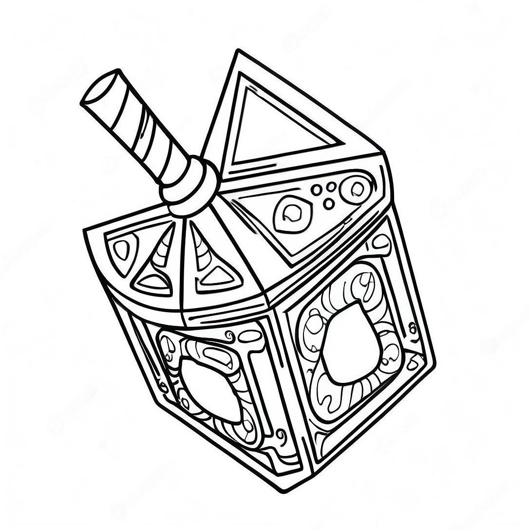 Colorful Dreidel Coloring Page | Hanukkah coloring page