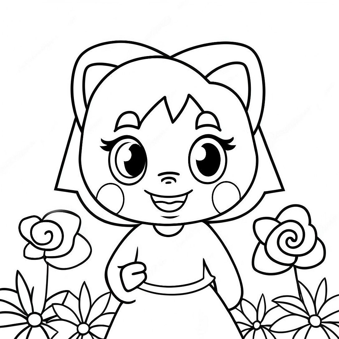 Cute Amy Rose with Flowers Coloring Page | Amy Rose coloring page