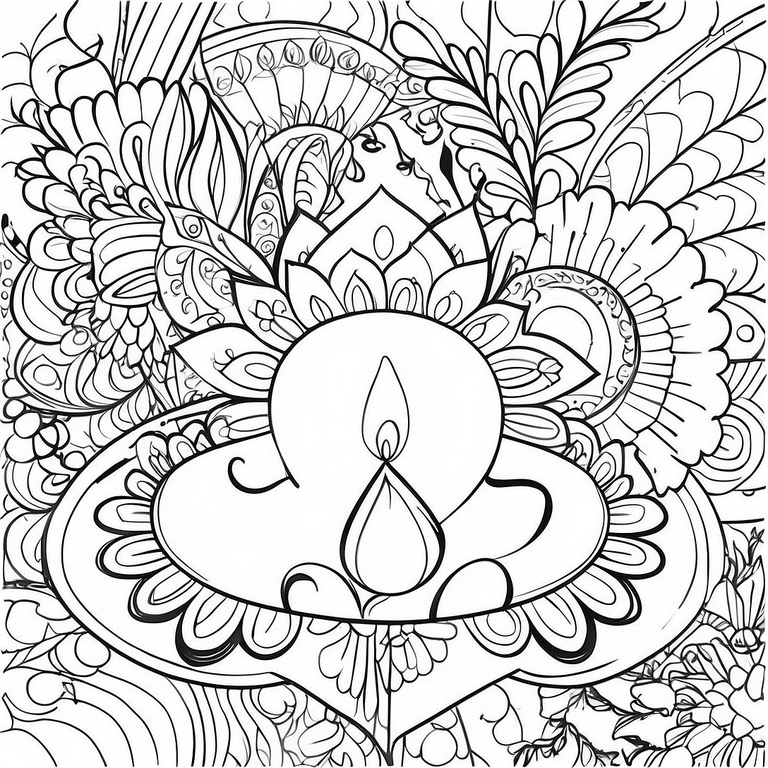 Diwali Festival Coloring Page | Diwali coloring page