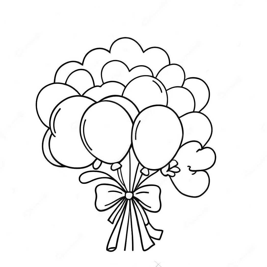 Colorful Balloon Bouquet Coloring Page | Balloon coloring page