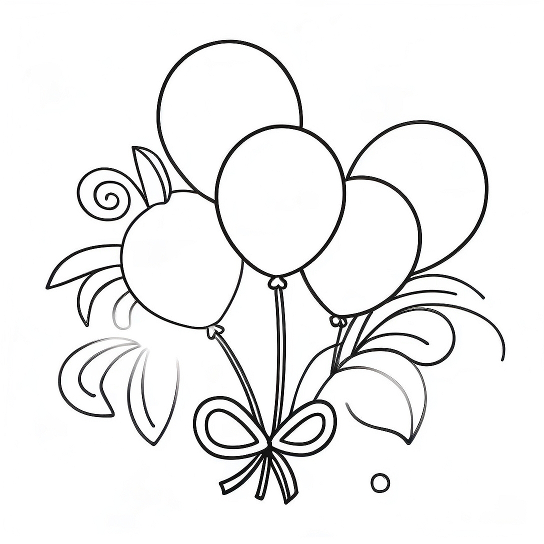 Colorful Balloon Bouquet Coloring Page | Balloon coloring page