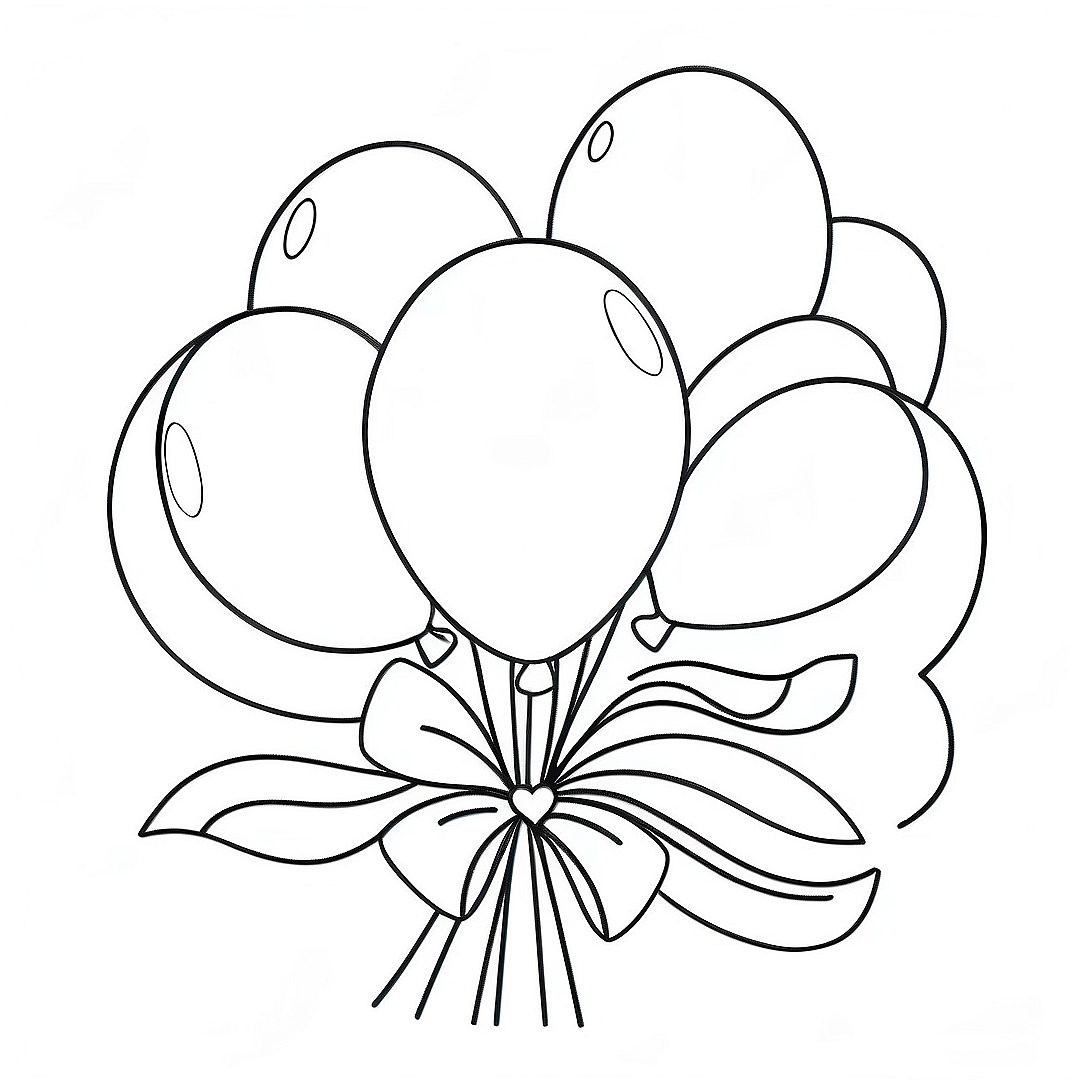 Colorful Balloon Bouquet Coloring Page | Balloon coloring page