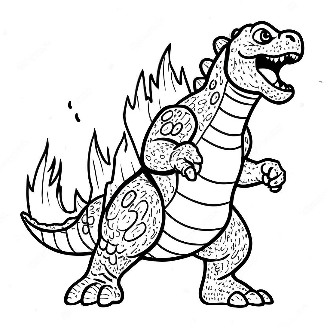 Godzilla Roaring Coloring Page | Godzilla coloring page