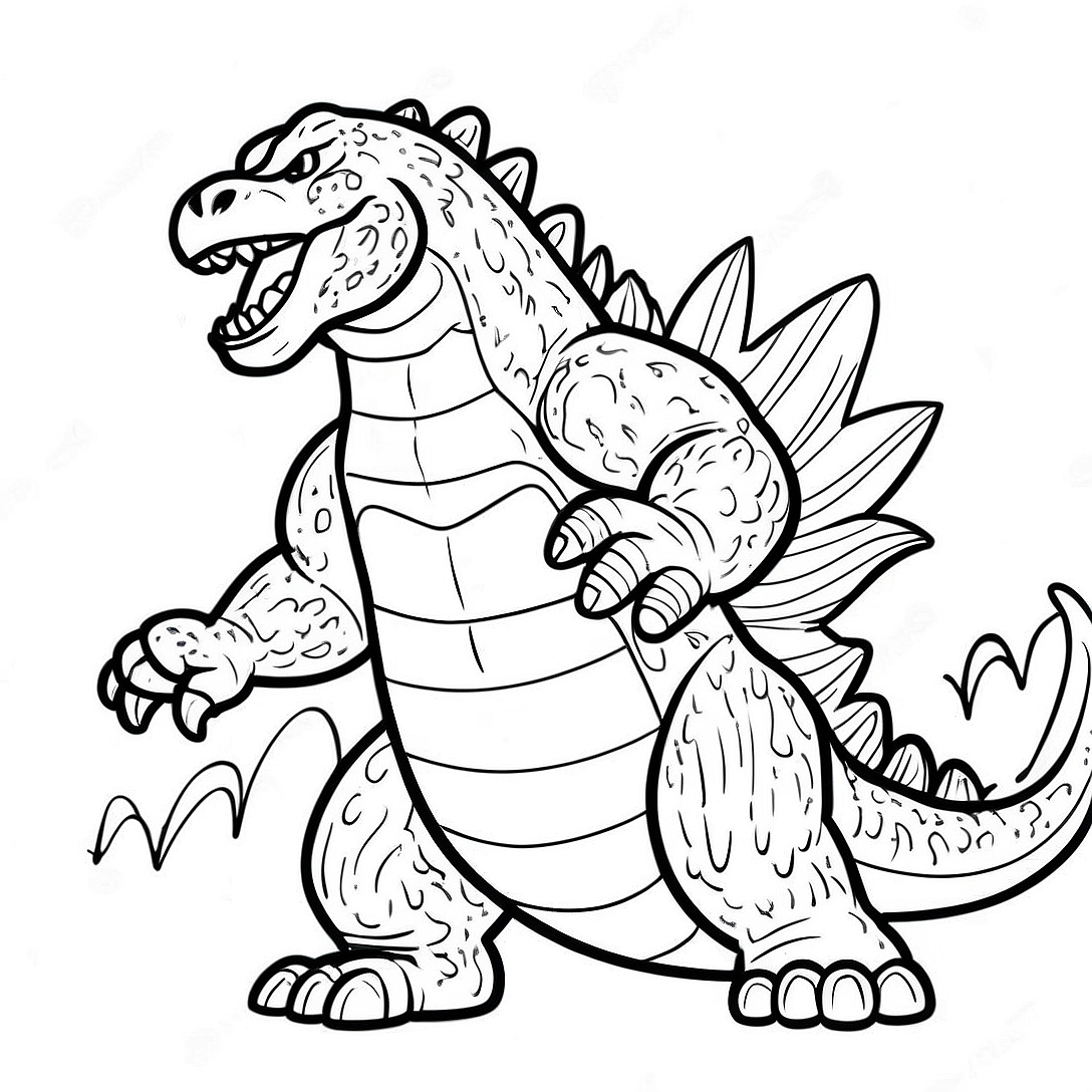 Godzilla Roaring Coloring Page | Godzilla coloring page