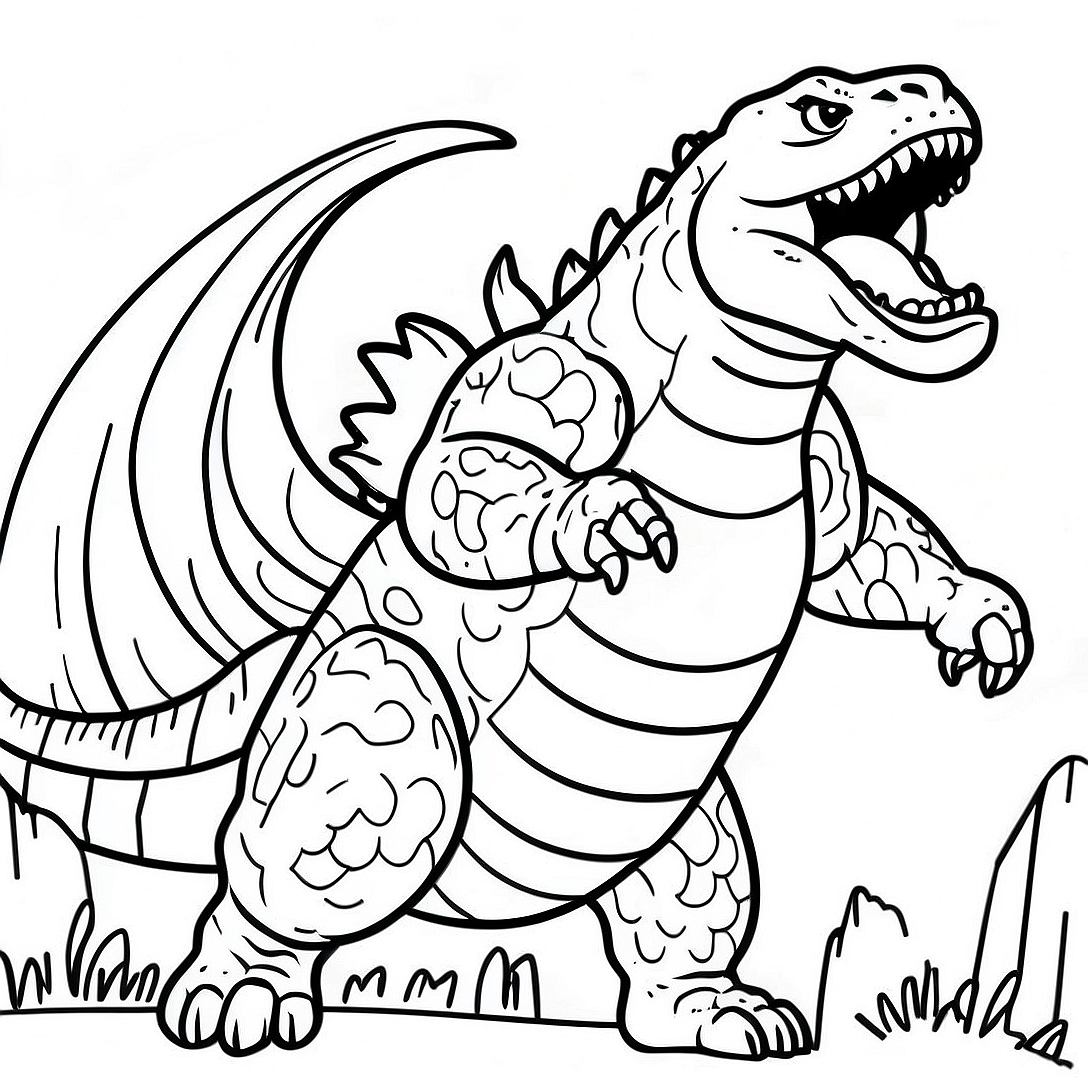 Godzilla Roaring Coloring Page | Godzilla coloring page