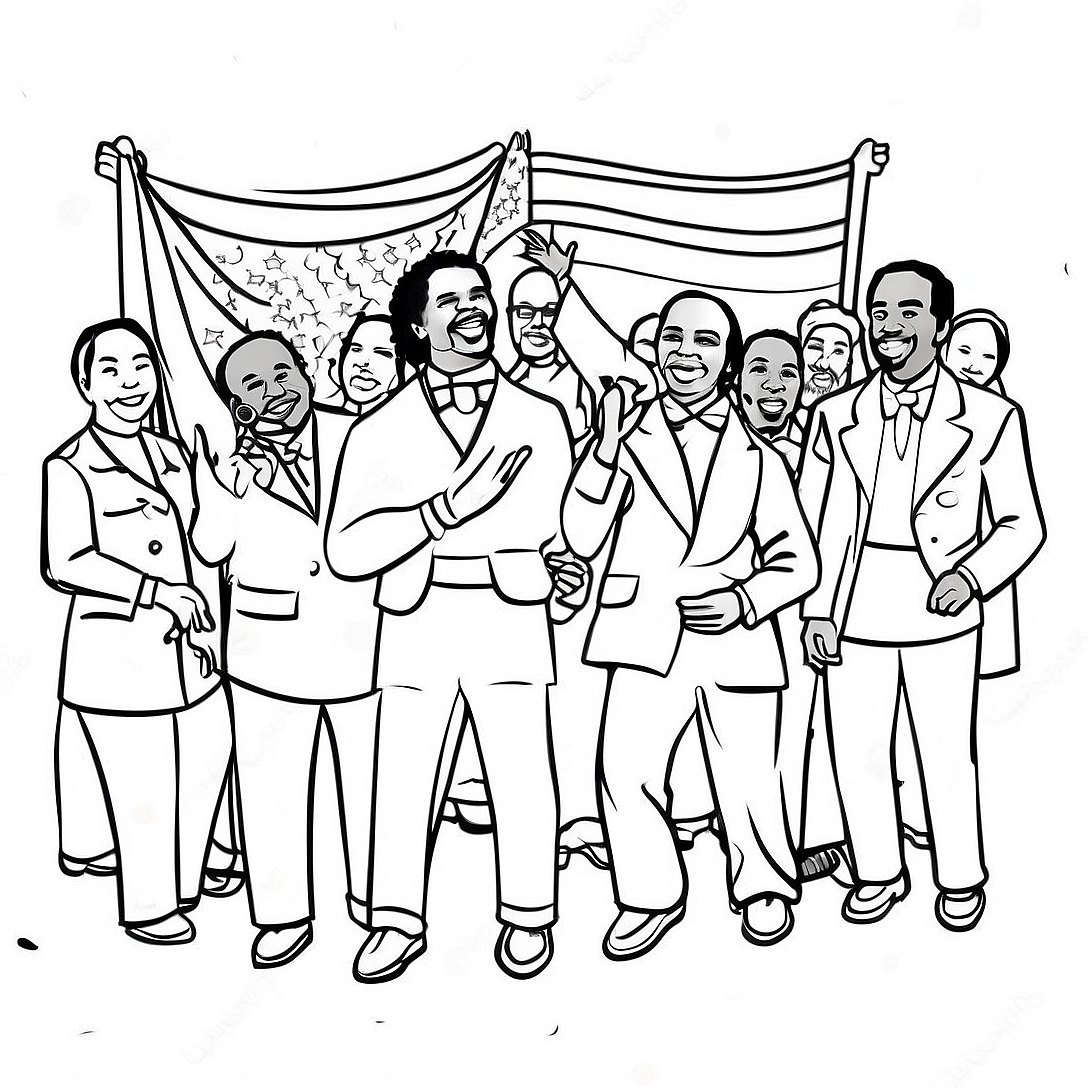 Black History Month Celebration Coloring Page | February Black History Month coloring page