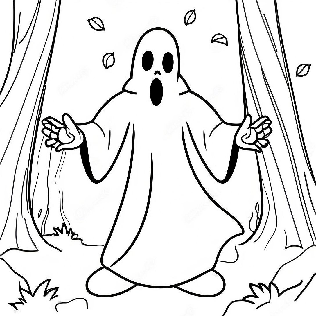 Ghostface in a Spooky Forest Coloring Page | Ghostface coloring page