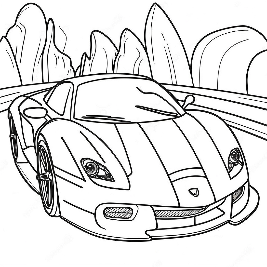 Supercar Sports Car Outline Coloring Page | Supercar Sports Car coloring page