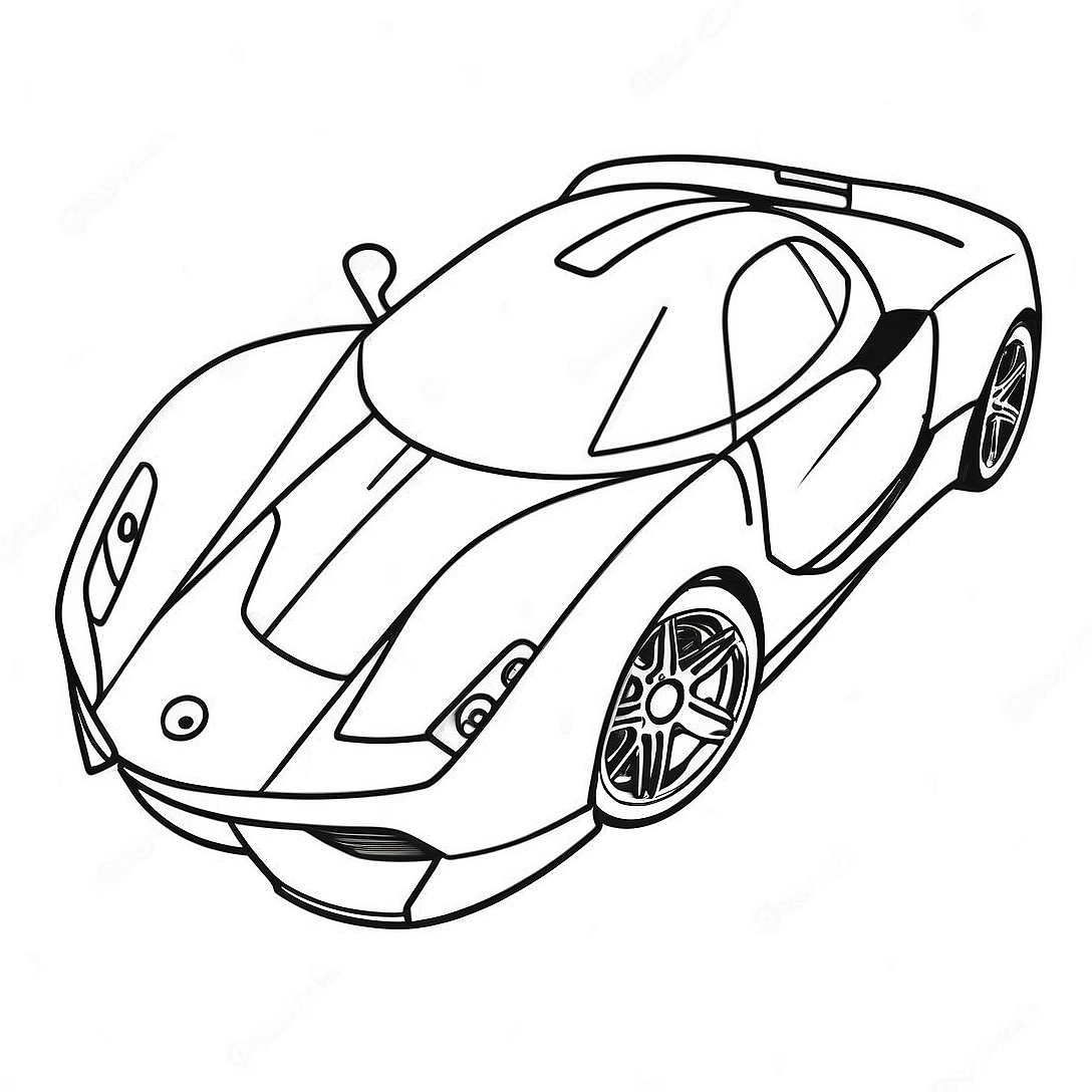 Supercar Sports Car Outline Coloring Page | Supercar Sports Car coloring page