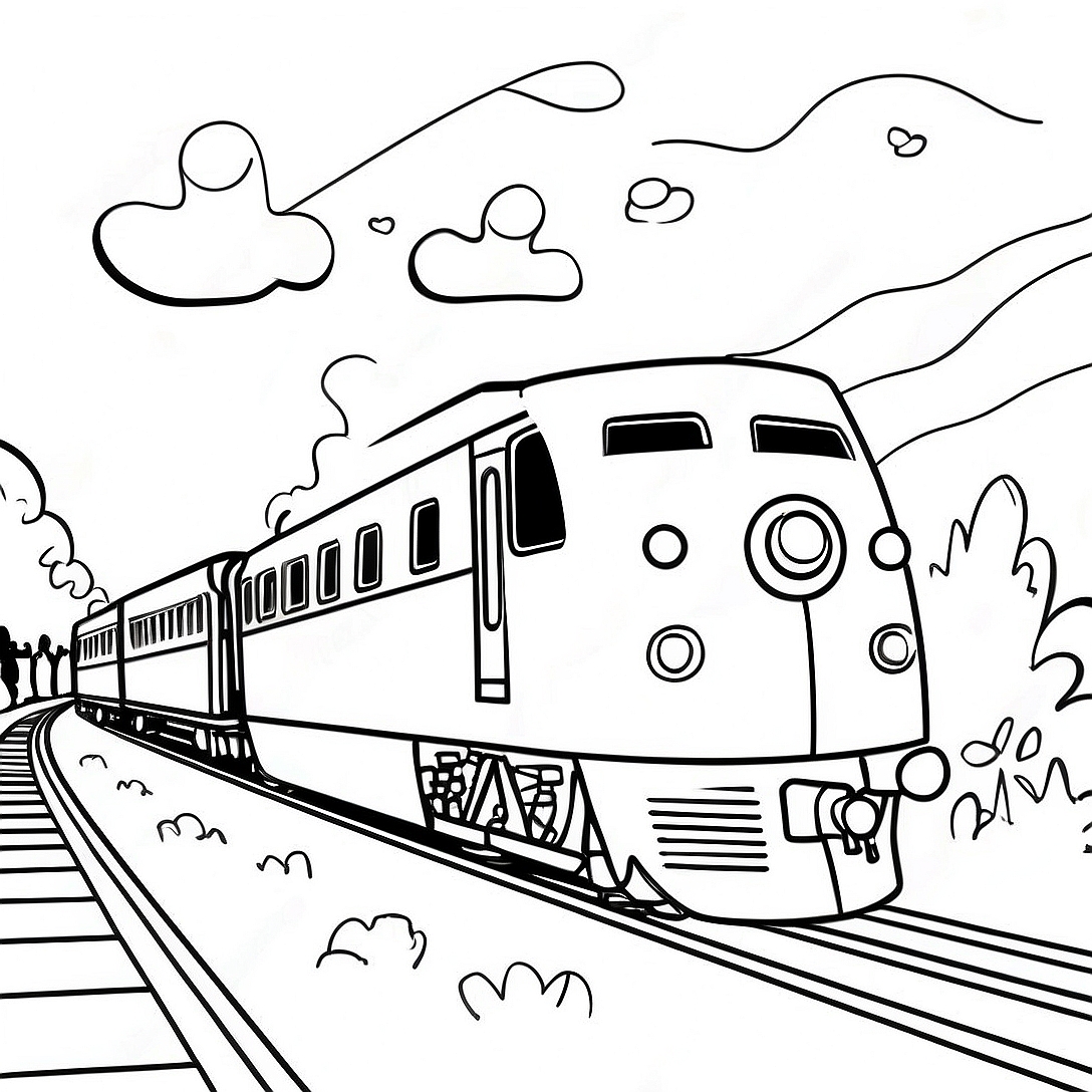 Colorful Train Journey Coloring Page | Transportation coloring page