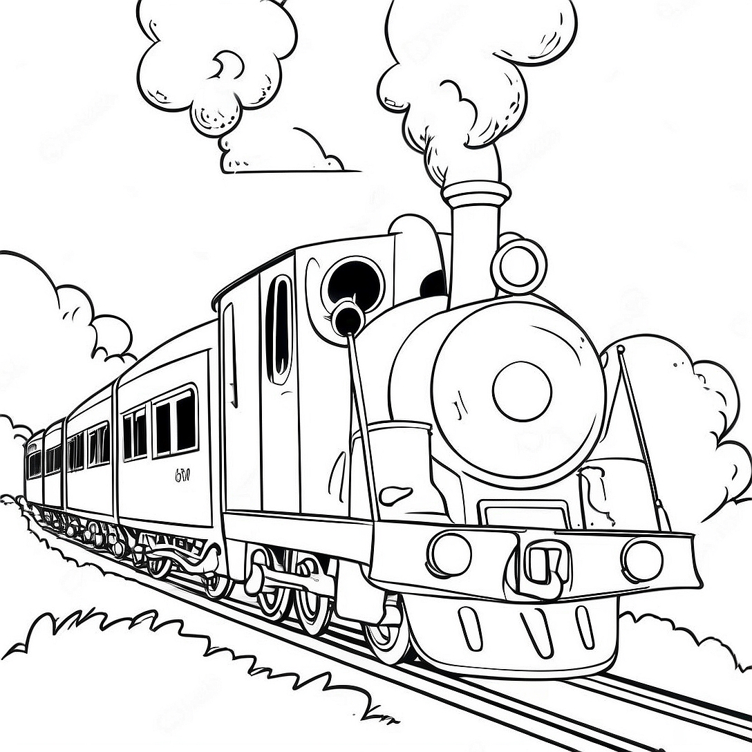 Colorful Train Journey Coloring Page | Transportation coloring page