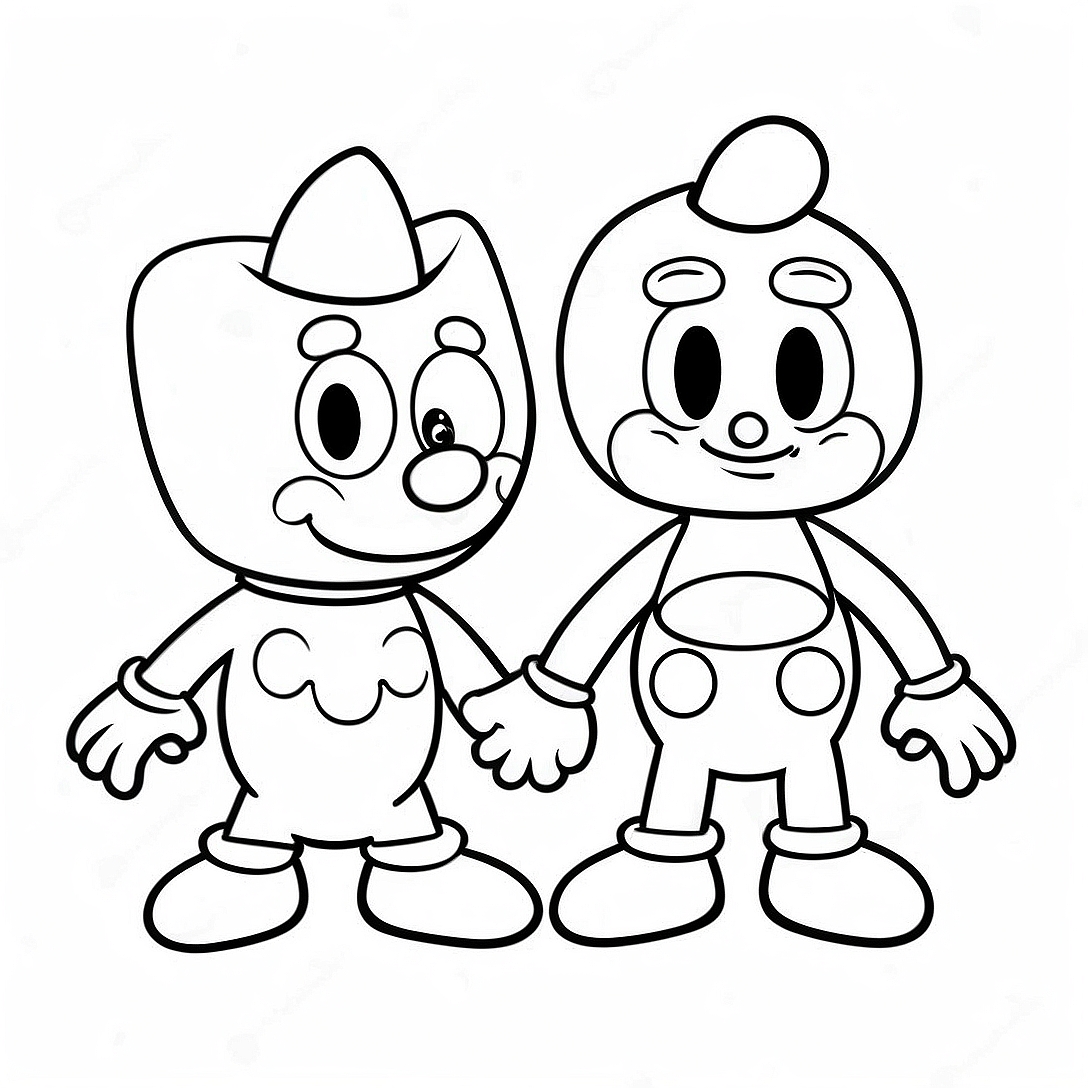 Cuphead and Mugman Adventure Coloring Page | Cuphead coloring page