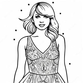Taylor Swift in a Sparkly Dress Coloring Page | Taylor Swift 1989 coloring page