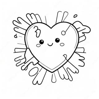 Cute Broken Heart with Band-Aid Coloring Page | Broken Heart coloring page