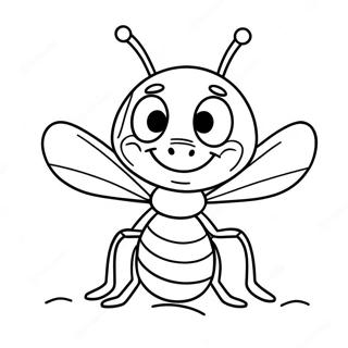 Cute Cartoon Ant Coloring Page | Ant coloring page