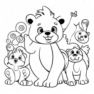 Playful Animal Parade Coloring Page | Whimsical coloring page