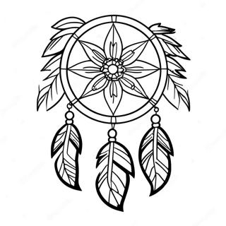 Colorful Dream Catcher with Feathers Coloring Page | Dream Catcher coloring page