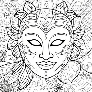 Colorful Mask Coloring Page | Mask coloring page