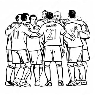 Real Madrid Players Celebrating Coloring Page | Real Madrid coloring page