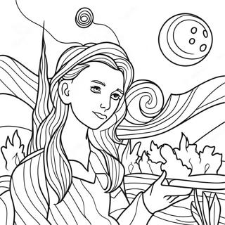 Van Gogh Starry Night Coloring Page | Van Gogh coloring page