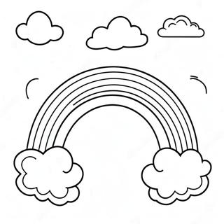 Colorful Rainbow with Clouds Coloring Page