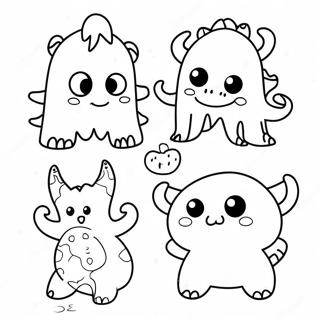 Adorable Mini Monsters Coloring Page | Cute Mini coloring page