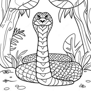 Majestic King Cobra in Jungle Coloring Page | King Cobra coloring page