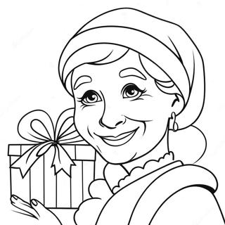 Cheerful Mrs Claus with Gifts Coloring Page | Mrs Claus coloring page
