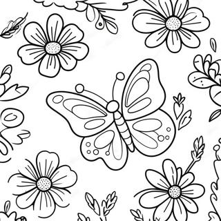 Blomst Sommerfugl Fargeleggingssider