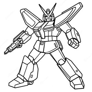 Gundam Robot in Battle Coloring Page | Gundam coloring page