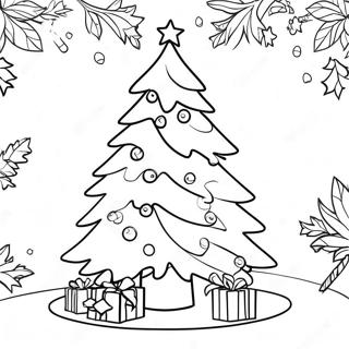 Vintage Christmas Tree Coloring Page | Vintage Christmas coloring page