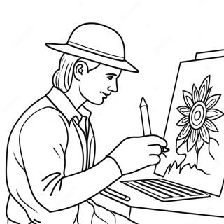 Creative Artist at Work Coloring Page | Job coloring page