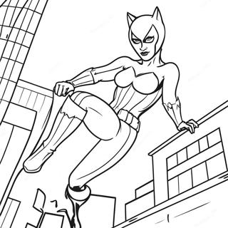 Catwoman Action Pose Coloring Page | Catwoman coloring page