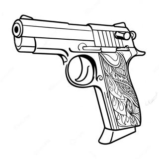 Realistic Handgun Coloring Page | Gun coloring page