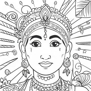 Colorful Indian Festival Celebration Coloring Page | India coloring page