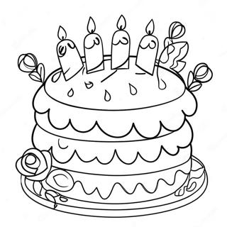Elegant Birthday Cake Coloring Page