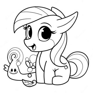 Fluttershy with Cute Animals Coloring Page | Fluttershy coloring page