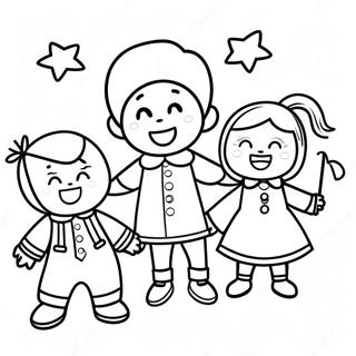 Excited Kids in Costumes Coloring Page | Career Day coloring page