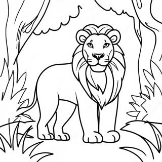 Majestic Lion in the Jungle Coloring Page | Wildlife coloring page