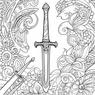 Shiny Sword with Gems Coloring Page | Sword coloring page
