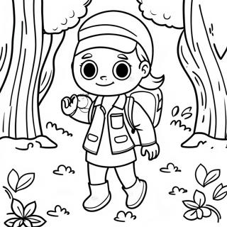 Adventurous Amanda Exploring a Forest Coloring Page | Amanda the Adventurer coloring page