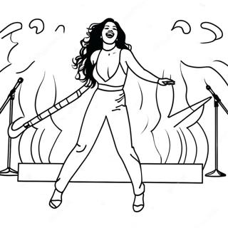 Selena Performing on Stage Coloring Page | Selena coloring page