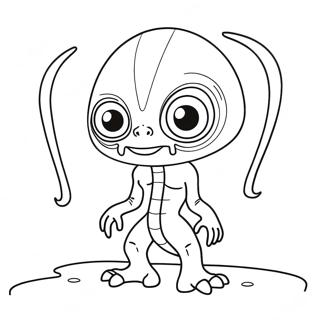 Bizarre Alien Creature Coloring Page | Weird coloring page