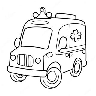 Cute Cartoon Ambulance Coloring Page | Ambulance coloring page