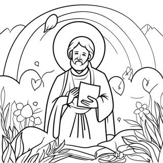 Beautiful Lord's Prayer Illustration Coloring Page | The Lord's Prayer coloring page