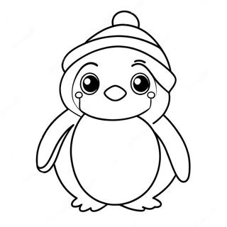 Cute Christmas Penguin Coloring Page | Christmas Animal coloring page