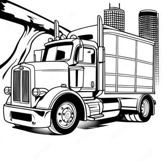 Classic Peterbilt Semi Truck Coloring Page | Peterbilt Semi Truck coloring page