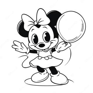 Happy Minnie Mouse with Balloons Coloring Page | Minnie Mouse coloring page
